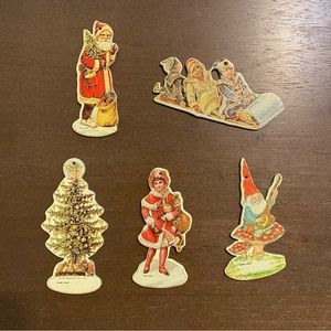 Vintage Merrimack Publishing 1981 Die cut Gift Tag Ornaments Gold Stamped